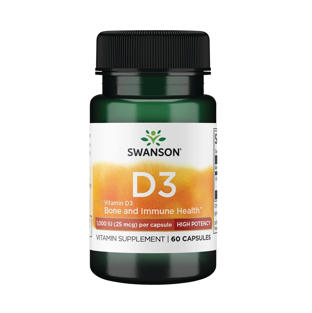[10233] Swanson Vitamin D3 1000 iu - Higher Potency 60 Caps - 60 Servings