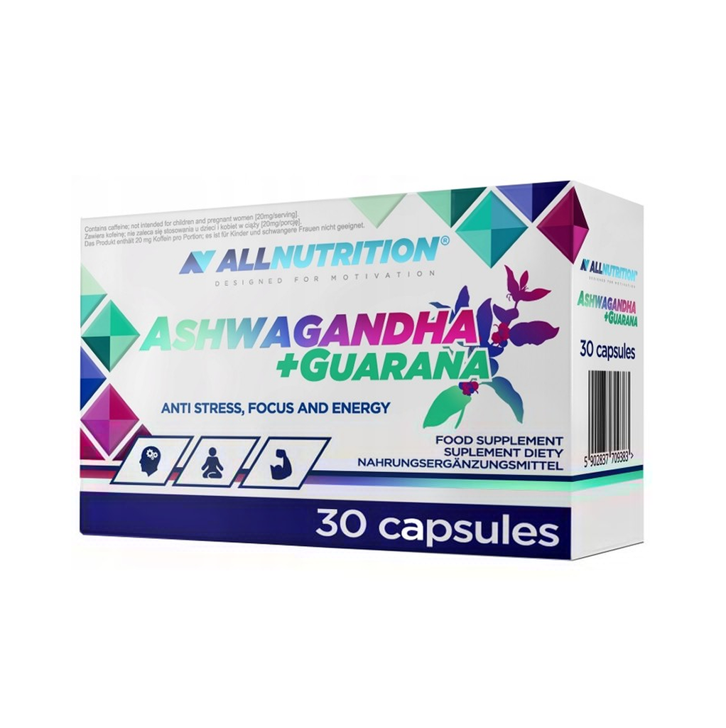 [10394] ALL Nutrition ASHWAGANDHA + GUARANA 30 Capsules - 30 Servings