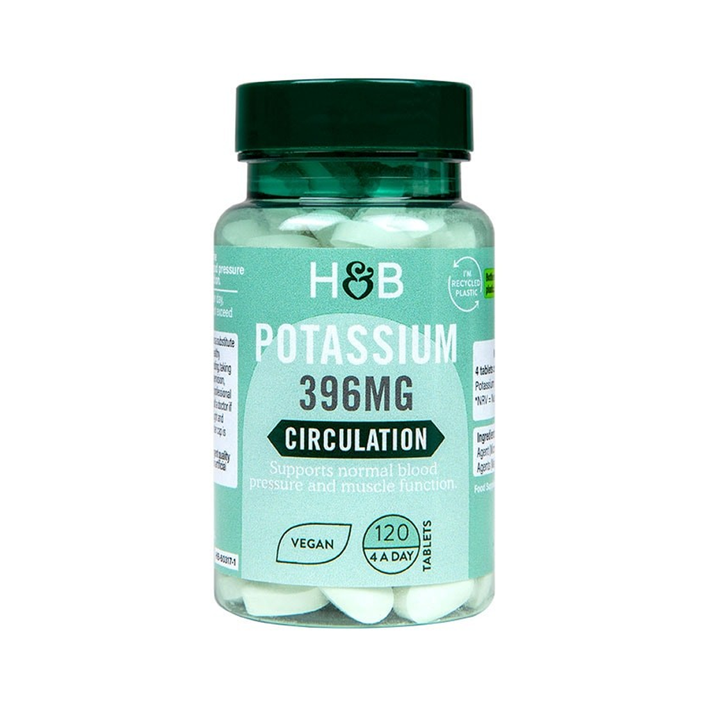 [11081] Holland & Barrett	 Potassium 396 mg 120 Vegan Tabs - 30 Servings