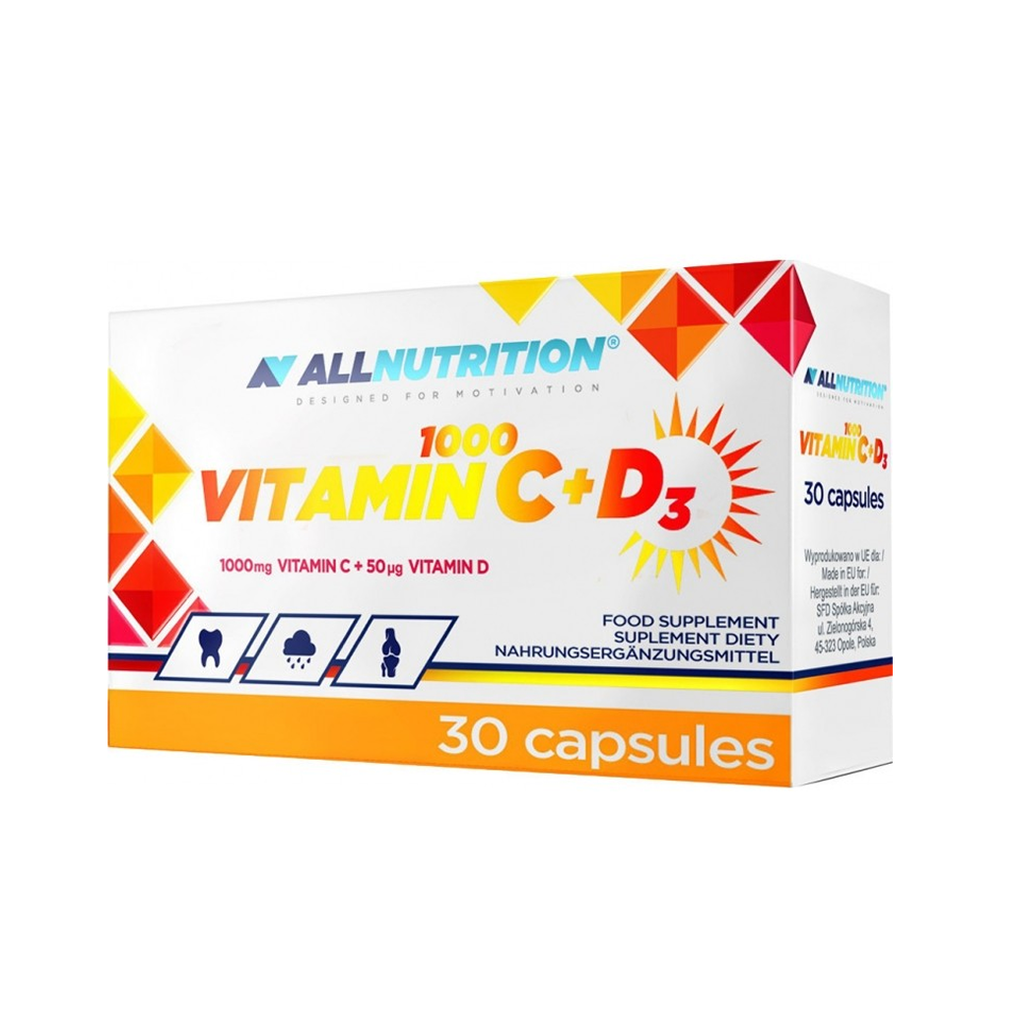 [11849] ALL Nutrition Vitamin C 1000 mg + D3 2000 IU 30 Caps - 30 Servings