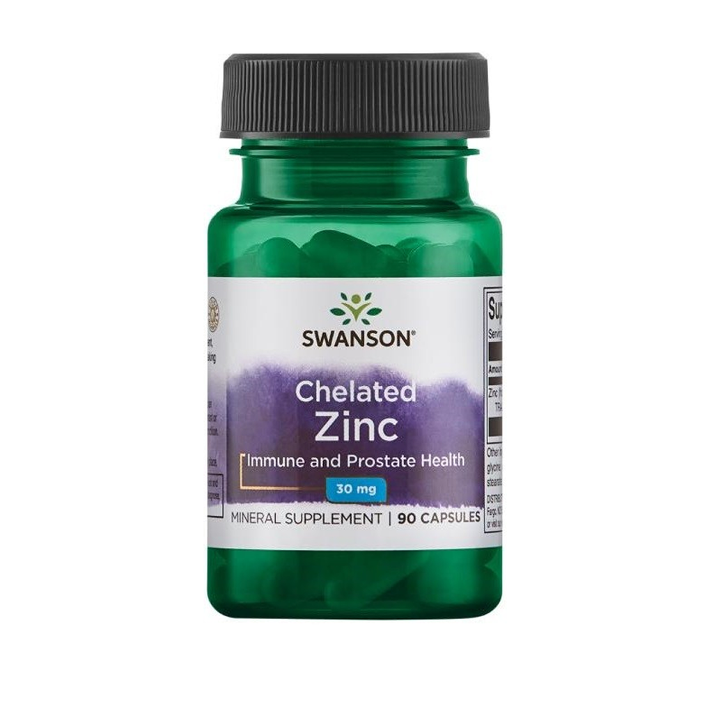 [12299] Swanson Chelated Zinc, 30 mg  90 Caps - 90 Servings